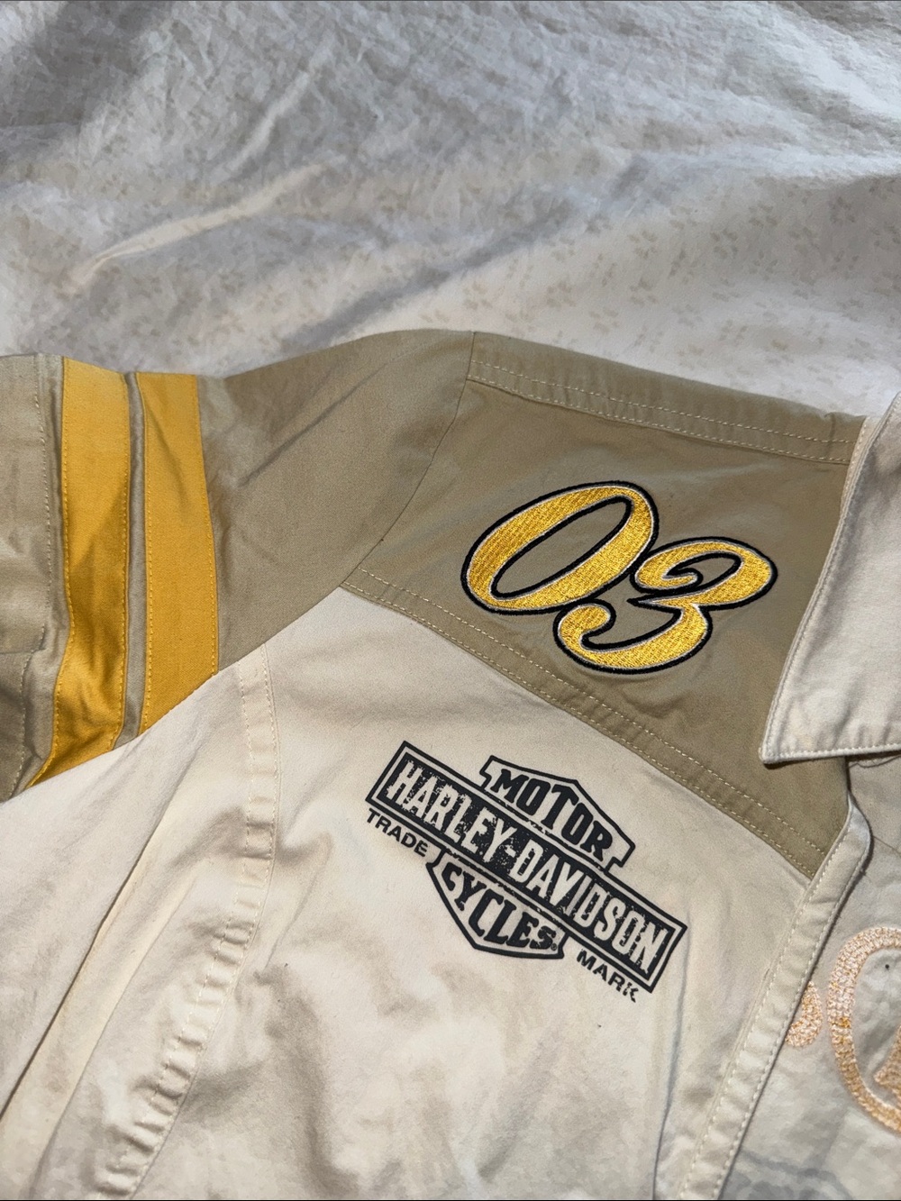 Harley-Davidson Cream, Khaki & Yellow Zip-Front Shirt